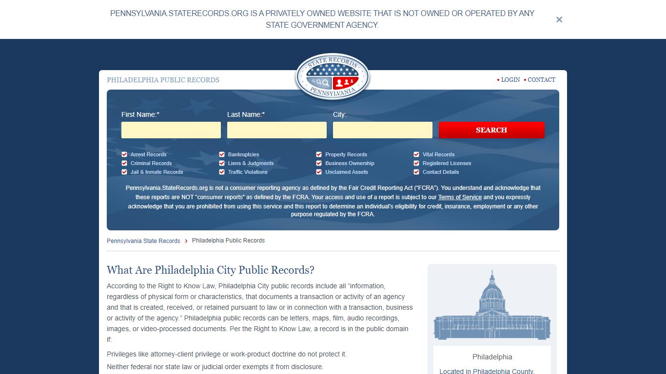 Philadelphia Arrest and Public Records | Pennsylvania.StateRecords.org